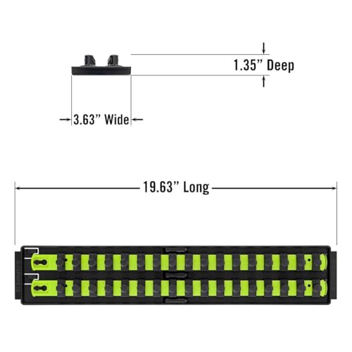 Ernst Manufacturing 8463HV Socket Boss, Premium 2-Rail, 1/2-Inch-Drive Socket Organizer, 18-Inch, High-Visibility - color: Hi-viz, size: 1/2"