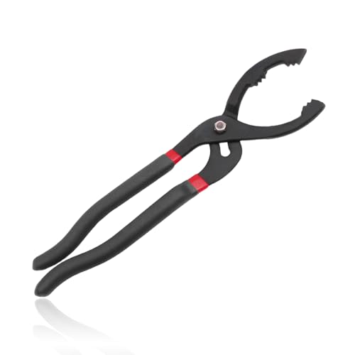 12" Adjustable Oil Filter Pliers, Nonslip Adjustable Oil Filter Wrench Removal Tool, Fuel Filter Wrench Disassembly Dedicated Clamp for Engine Filters Conduit Fittings (Black) - color: Black