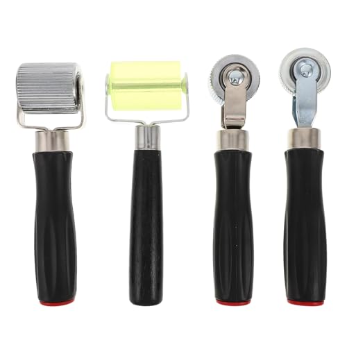 4pcs Tire Patch Pressure Rollers for Tire Tube Repair Kit Rubber and Metal Material, Compact Sound Dampening Tool Suitable for Vehicle’s Garage Workshop Use