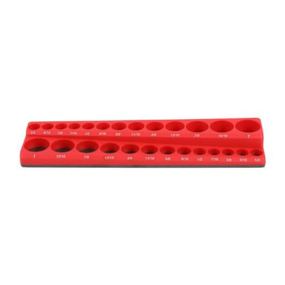 HFS(R) 3/8-inch Magnetic Socket Organizer Set Magnetic Socket Organizer Tray SAE Standard 3/8" Socket Holder Magnetic Tool Organizer 26 Slot Red Hold
