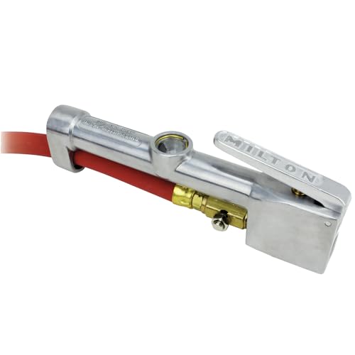 Milton 553 Heavy-Duty Truck Tire Inflator with Pressure Gauge, 5' Hose Dual Lock-on Air Chuck, Made in USA (OSHA Compliant) 10-160 PSI