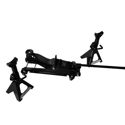 2.5 Ton Car Truck Floor Jack Service Heavy Duty Steel Hydraulic Low | Profile Jack with 2 Jack Stands Tire Repair Kit for Garages Automotive Repair Shops Lifting Range 3.3"-15"