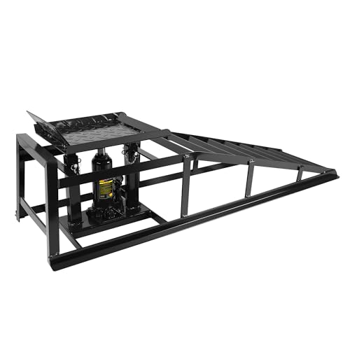 2 Pack Car Ramps 5T 10000lbs Car Ramps for Oil Changes Hydraulic Low Profile Car Lift Service Ramps Truck Trailer Portable Car Ramps for DIY Repair Stores Auto Beauty Stores,Black - size: Black