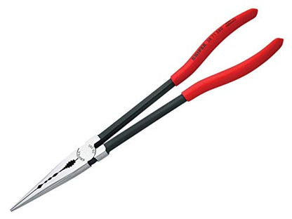 Knipex Long Reach Needle Nose Pliers with transverse profiles black atramentized, plastic coated 280 mm (self-service card/blister) 28 71 280 SB