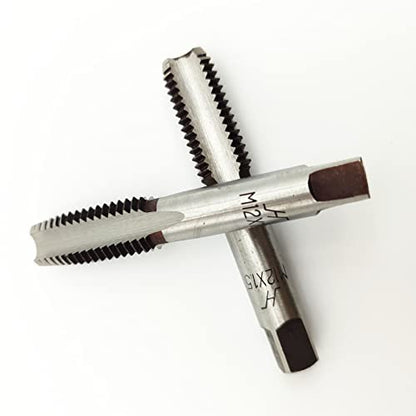 AtticZone M12 x 1.5 Metric Hand Thread Tap, Right Hand, Alloy Tool Steel, 1 Taper Tap, 1 Plug Tap for Metal Working DIY Industrial - size: M12x1.5