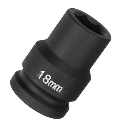 3/4"Drive x 18mm Metric, 6-Point Deep Impact Socket, Axle Nut Impact Socket | 40CR Alloy Steel,Clear labeling, Common Tools for Car Repair/Mechanical Work/Construction/Carpentry and Home Maintenance - size: 18mm