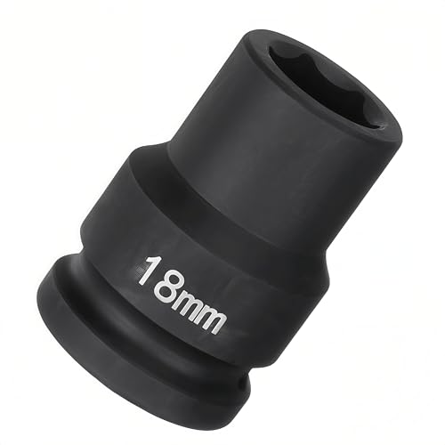 3/4"Drive x 18mm Metric, 6-Point Deep Impact Socket, Axle Nut Impact Socket | 40CR Alloy Steel,Clear labeling, Common Tools for Car Repair/Mechanical Work/Construction/Carpentry and Home Maintenance - size: 18mm