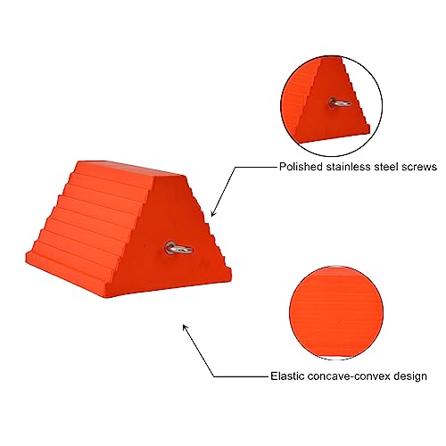 Wheel Chocks, Heavy Duty Wheel Chock with Handle，Rubber Wheel Chocks for Boat Trailers, RV, Truck, Camper, 4 Pack (Orange) - color: ORANGE-4