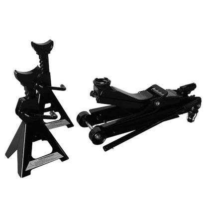 2.5 Ton Car Truck Floor Jack Service Heavy Duty Steel Hydraulic Low | Profile Jack with 2 Jack Stands Tire Repair Kit for Garages Automotive Repair Shops Lifting Range 3.3"-15"