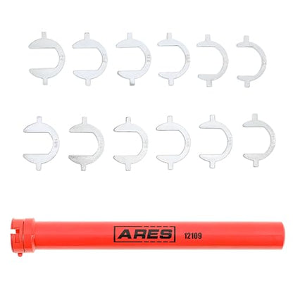 ARES 12109 – 13 Piece Master Inner Tie Rod Tool Set – Includes 12 Chrome Moly Crowfoot Wrench Adapters – Service Inner Tie Rods Without Removing Rack and Pinion – Includes Storage Case - size: 13 Piece Master Inner Tie Rod Tool Set