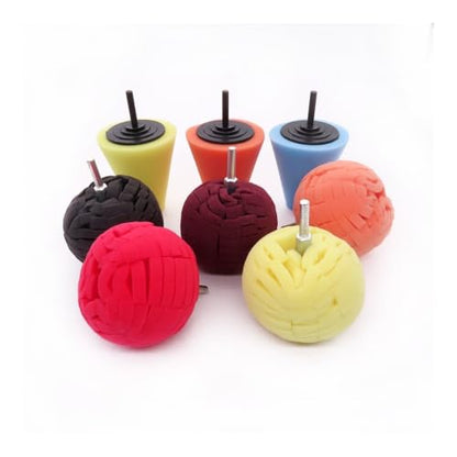 Car Polishing Foam Sponge Pad Cone Buffing Ball Waxing Kit Wheel Headlight(Spherical Yellow) - color: Spherical Yellow
