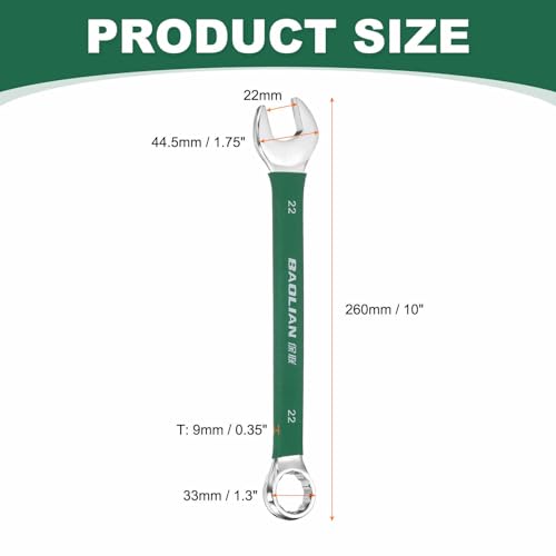 HARFINGTON 22mm Metric Combination Wrench 10 Degree Offset 12 Point Cr-V Steel Single Open End Spanner Wrenches for Automotive Repair Furniture Assembly - size: 22mm
