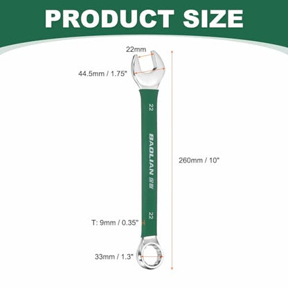 HARFINGTON 22mm Metric Combination Wrench 10 Degree Offset 12 Point Cr-V Steel Single Open End Spanner Wrenches for Automotive Repair Furniture Assembly - size: 22mm