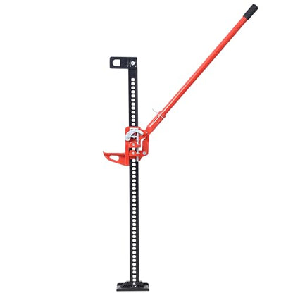 48'' Farm Jack with 7000 Lbs Capacity Heavy Duty Off Road Jack for Tractor SUV Truck Hi Lift Utility Farm Jack with Ratcheting Mechanism Red Steel Construction for Lifting and Pulling