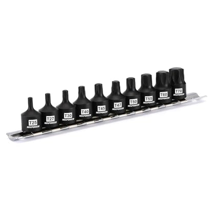 MIXPOWER 10 Pieces 3/8" Drive Impact Torx Bit Sockets,T25-T70,Cr-Mo Impact Grade,Solid One Piece Construction
