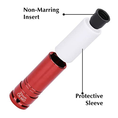 EMENTOL 7PCS 1/2" Drive Thin Wall Deep Wheel Protector Impact Socket Set, CR-MO, Lug Nut Impact Socket Set-17mm, 19mm, 21mm, 22mm, 23mm, 24mm, 27mm - size: 7PCS