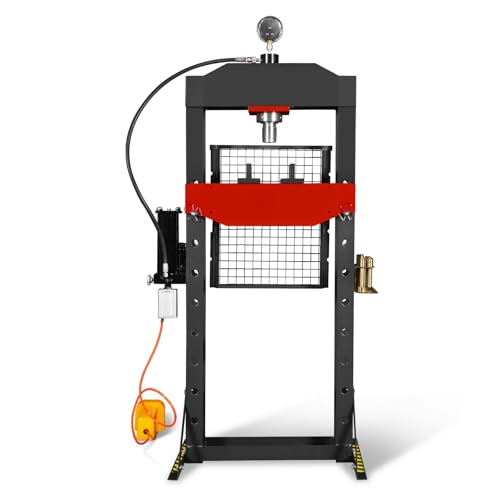 MechMaxx 20 Ton H-Frame Air/Hydraulic Shop Press with Press Pin Kit, Fully Welded Steel Frame, Safety Guard, Foot Pedal Control, HSP20