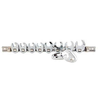 SUNEX TOOLS 9710M 3/8-Inch Drive Metric Crowfoot Flare Nut Wrench Set, Size-10 - Size 19, 10-Piece