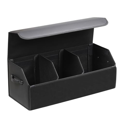 AUTOARK Leather Car Trunk Organizer,Durable Collapsible Adjustable Compartments Cargo Storage,Extra Large Capacity,AK-151 - size: L 29.5" x W 12.2" x H 11.5"