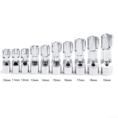 Diesel Injector Line Socket Set, Line Removal Tool 3/8 Drive, Chrome Vanadium Steel Open End Wrench for Auto Oxygen Sensor, 10-19mm(11mm) - color: 11mm