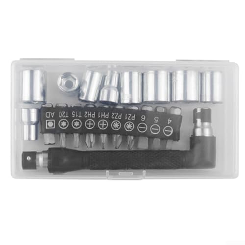 21-Piece Mechanic's Tool Kit Socket Screwdriver Set Dual-Head T-Wrench Compact Portable Steel Alloy Bits for Automotive Bike Furniture Repair