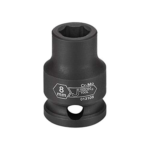 Jetech 3/8 Inch Drive 8mm Standard Impact Socket, Heat-Treated Chrome Molybdenum Alloy Steel, 6-Point Design, Metric, Anti-Rust Finish for Pneumatic & Electric Impact Wrench - size: 8mm