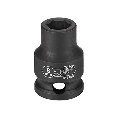 Jetech 3/8 Inch Drive 8mm Standard Impact Socket, Heat-Treated Chrome Molybdenum Alloy Steel, 6-Point Design, Metric, Anti-Rust Finish for Pneumatic & Electric Impact Wrench - size: 8mm
