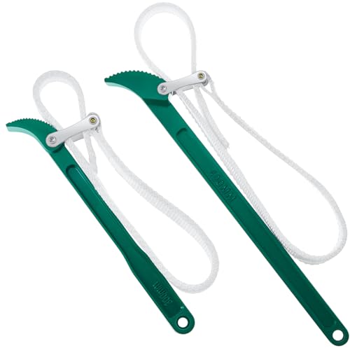 Lasnten 2 Pcs Strap Wrench 12" 16" Nylon Strap Pipe Wrench Adjustable Green Handle Water Filter Spanner Heavy Duty Metal Spanner for Replacing Oil Filter, PVC Junctions, Swimming Pool Connection - size: 12" 16"