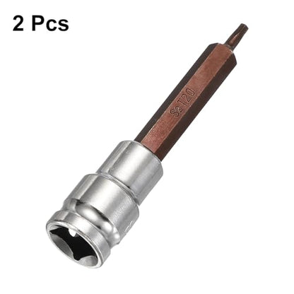 HARFINGTON 2Pcs Torx Bit Socket 1/2" Drive T20 S2 Steel 6 Point Head Long Screwdriver Drill Bits CR-V Steel Socket Adapter for Home Auto Axle Hex Nuts Bolts Repair - size: T20