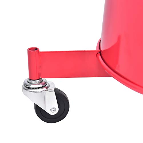 5 Gallon Oil Drian Portable Steel Oil Drain, Waste Oil Drain with Wheel, Adjustable Height, Red (AODT-5)