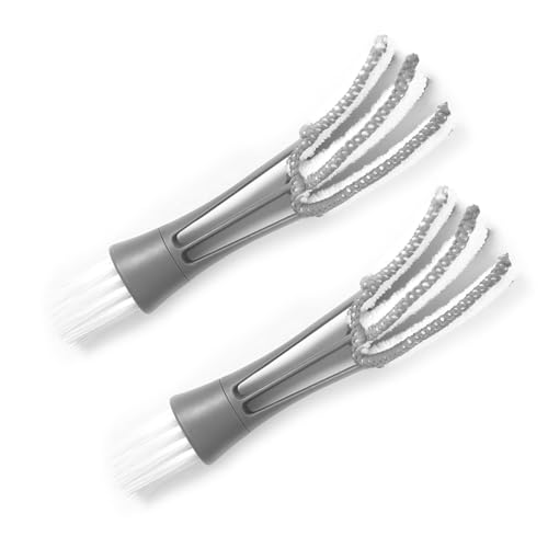 KVAEY 2 PCS Mini Duster for Car Air Vent, Double Ended Automotive Air Vent Microfiber Duster & Brush, Dust Collector Cleaner for Keyboard Window Leaves Shutter, Car Accessories (Gray) - color: Gray
