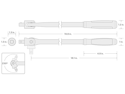 TEKTON 1/2 Inch Drive x 18 Inch Comfort Grip Breaker Bar | SBH01218 - size: 1/2 Inch Drive x 18 Inch