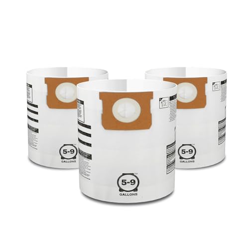 Shop-Vac 9066133 Disposable Filter Bags (3-Pack) | Fits 5-9 Gallon Vacs, For Dry Pick-Up Only, White Paper - size: 5-8-Gallon