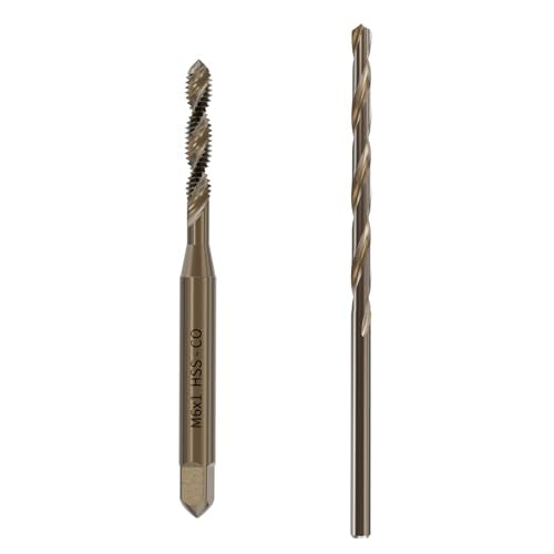 Tap and Drill Bit Set, M6x1 Tap and 5mm Twist Drill,Spiral Point | For M6x1 Thread Tapping and Drilling, Spiral Point Tap and Twist Drill Combo for Industrial Mechanics Metalworking - size: M6*1 + 5mm