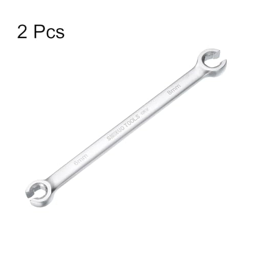 HARFINGTON 2pcs Flare Nut Wrench 6mm x 8mm High Carbon Steel Nickel Plating Wrench for DIY Hand-making Automotive Repairs and Household Maintenance - size: 6mm x 8mm