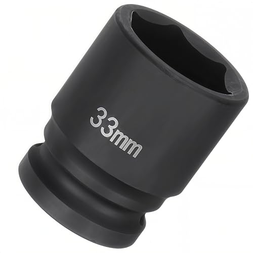 3/4"Drive x 33mm Metric, 6-Point Deep Impact Socket, Axle Nut Impact Socket | 40CR Alloy Steel,Clear labeling, Common Tools for Car Repair/Mechanical Work/Construction/Carpentry and Home Maintenance - size: 33mm