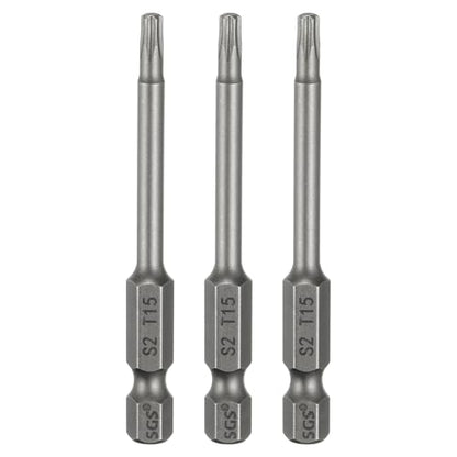 HARFINGTON 3pcs T15 Torx Head Screwdriver Bit 1/4" Hex Shank 2.6" (65mm) Long Magnetic No Hole Tip Tamper Proof 6 Point Star Screw Driver Drill Bits S2 Steel Industrial Power Screwdrivers - size: T15 x 2.6"(65mm)