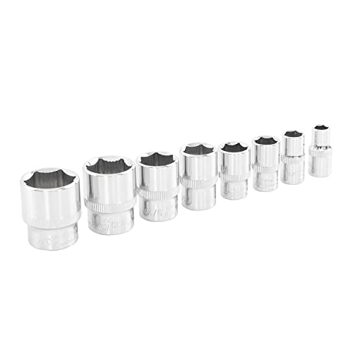 OEMTOOLS 25446 3/8 Socket Set 8-Pc, SAE 3/8 Drive Socket Set, 6 Point SAE Sockets, Removes Rounded and Rusted Fasteners, Storage Tray Included - style: SAE