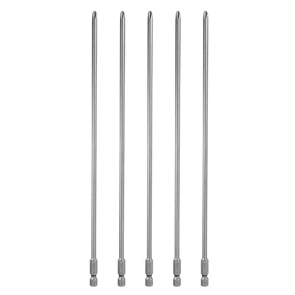 HARFINGTON 5pcs #2 Phillips Screwdriver Bit PH2 1/4" Hex Shank 10" (250mm) Long Magnetic S2 Steel Industrial Grade Screw Driver Bit Cross Head Electric Drill Bits 0.177" (4.5mm) Rod - size: PH2 x 250mm x 4.5mm