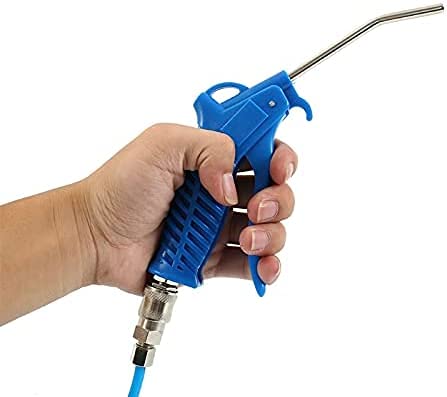 Air Blow Gun Kit Air Duster Cleaning Nozzle Blow Spray Tool Kit with 5 Meter Long Coil PU Air Hose,4×6mm(Blue) - color: Blue