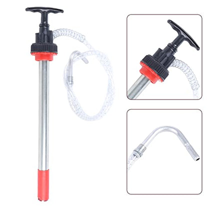 Manual Push Oil Pump Transfer Pump,Manual Push Pump with 47" Long X 5/8”Diameter Clear Vinyl Hose Oil Bucket Pump for 5 Gallon Bucket,Non-Drip Nozzle