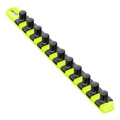 ERNST 13-Inch Socket Rail Organizer with 11 1/2-Inch Twist Lock Clips, High Visibility (8439HV) - color: Hi-viz, size: 1/2-Inch Twist Clips, style: 13-Inch