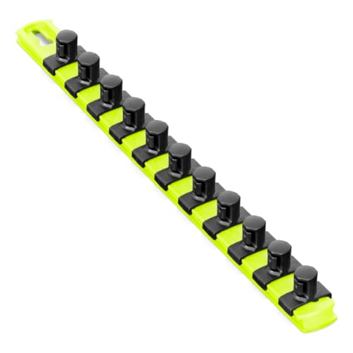 ERNST 13-Inch Socket Rail Organizer with 11 1/2-Inch Twist Lock Clips, High Visibility (8439HV) - color: Hi-viz, size: 1/2-Inch Twist Clips, style: 13-Inch
