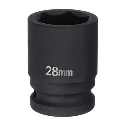 HARFINGTON 6-Point Impact Socket 3/4" Drive 28mm Metric 40Cr Alloy Steel Spindle Axle Nut Impact Socket - size: 28mm