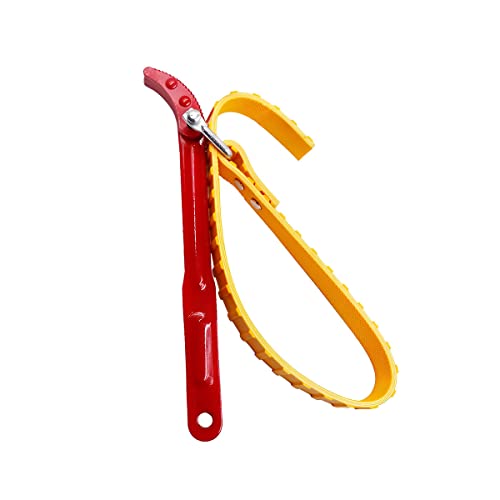 AUCELI Belt Type Oil Filter Wrench, Adjustable Strap and Steel Handle Removal Hand Tools Engine Box Motorcycle, Multi-Purpose Auto Car Repair Spanner, Extractor Tool for Oil Filter and Pipe - size: 12''