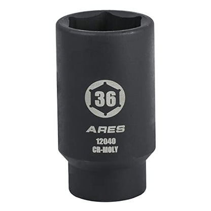 ARES 12040 36MM Axle Nut Socket, 6 Point Socket | Extra Deep 1/2-Inch Drive Impact Socket for Easy Removal of Axle Shaft Nuts - size: 36mm 6-Point
