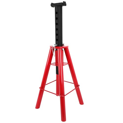 High Profile Pin Type Adjustable Jack Stand 10 Ton (20,000 lbs) Capacity For Trucks & Equipment Red