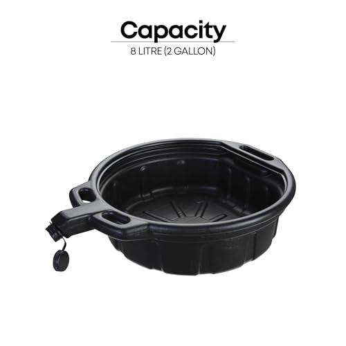 Groz 2 Gallon Oil Drain Pan with Anti-Spill Cap, HDPE Chemical-Resistant Construction, Large Spout for Easy Pouring, Stackable Design (41965) - size: 2 Gallon