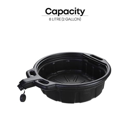 Groz 2 Gallon Oil Drain Pan with Anti-Spill Cap, HDPE Chemical-Resistant Construction, Large Spout for Easy Pouring, Stackable Design (41965) - size: 2 Gallon