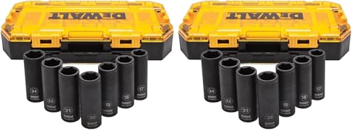 DEWALT DWMT74737 Tough Box 7PC mm 1/2 Deep Drive Impact Socket Set (Pack of 2) - size: One Size (Pack of 2), style: Metric